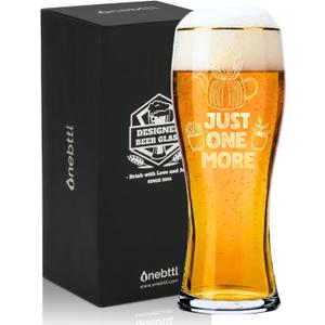 Onebttl Gardening Gifts for Men, Plant Lovers, Unique Garden Gifts for Gardeners - Just One More Beer Glass 450ml/15oz - Beer Glass Gifts for Father's Day, Christmas, Thanksgiving
