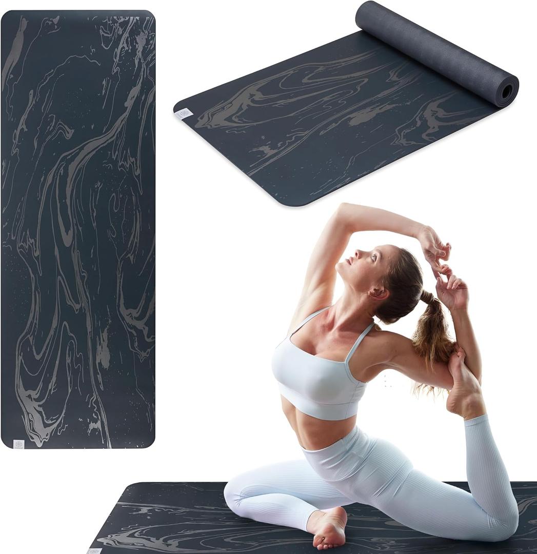 Gaiam Dry-Grip Yoga Mat - 5mm Thick Non-Slip Exercise & Fitness Mat for Standard or Hot Yoga, Pilates and Floor Workouts - Cushioned Support, Non-Slip Coat - 68 x 24 Inches