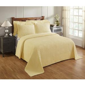 Better Trends Yellow Queen Bedspread Set, 100% Cotton Tufted - Classic Stripe Coverlet, Soft & Cozy Bedding Set for All Seasons, Machine Washable, 3 Pieces- Jullian Collection