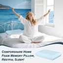 Blue Memory Foam Pillows Bed Pillows with Cooling Removable Cover, Neck Support for Back Stomach Side Sleepers, 1 Pack