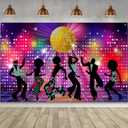 Disco Party Supplies, Large Fabric 70s 80s 90s Disco Dance Backdrop for Disco Party Birthday Photography Neon Night Vintage Let's Glow Crazy Shining Photo Booth Background