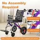 Ultra Lightweight Folding Wheelchair for Seniors & Adults, Portable Transport Chair, 12" PU Rear Wheels, Supports 300lbs, Compact for Daily Use & Travel
