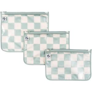 Tiny Twinkle Diaper Bag Organizing Pouches|3 Pack Mess-Proof Clear Front Travel Organizer Bags&TSA Approved Toiletry Bag Set for Baby and Mom Essentials (Sage Checkers)