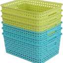 Kekow Plastic Storage Baskets for Bathroom, Beauty and Closets Organization, 6-Pack