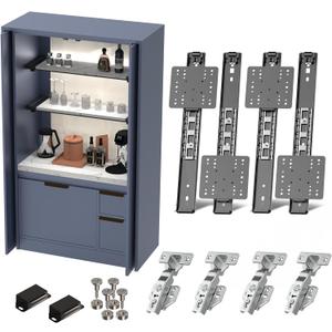 Cabinet Pocket Door Slide System Kit 14",4PCS Inset Sliding Hardware for Hidden Cabinet Doors, 45lbs Capacity, Space Saving Pocket Door Hardware for Kitchen, Pantry, Closet