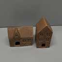 Thyle 2 Pcs Christmas Lighted Gingerbread House Decoration Resin House Village Figurine with Led Lights Rustic Gingerbread Xmas Village Home Decor for Christmas Indoor Holiday Party Decor