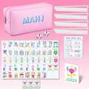 Portable Mahjong Set with 160 Tiles Soft Carrying Case and Rule Cards for Beginners Nice for Travel, Family Gatherings Nights(Modern), 8.7 x 4.7 x 2.8 inches