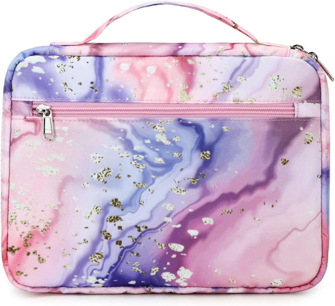 Bible Covers for Women Bible Case Girls Bible Bags Kids Scripture Carrying Case with Handle PocketsBible Book Carrying Case (Pink-Marble)