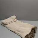 vctops Fur Pom Pom Knit Throw Blanket Super Soft Warm Cozy Cable Knitted Blanket for Sofa and Couch 51 x 63 Inch Beige Apricot