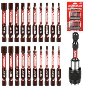 21-Piece 2.5" Hex Head Allen Wrench Drill Bit Set, 1/4" Hex Screwdriver Bits Set with Durable Magnetic Impact Bit Holder, SAE & Metric Allen Key, S2 Steel, Mechanic Home Repair