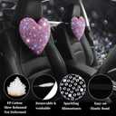 Bling Head Rest Pillows for Car Automobile Accessories for Women, Girls and Ladies Car Pillows with Sparkly Rhinestone Headrest Support Neck Support Relax Travel Universal Fit Pink 2 Pieces