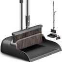 CTIME Broom and Dustpan Set, Extra Brush Head & 52" Adjustable Long Handle Standing Dustpan Set, with Dust Pan Teeth to Clean Pet Hair, Easy Sweeping Suitable for Home Kitchen Office Lobby