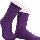 DYW Women Winter Thick Slipper Socks with Grippers Non Slip Warm Fleece Lining Fluffy Fuzzy Socks Christmas Gifts