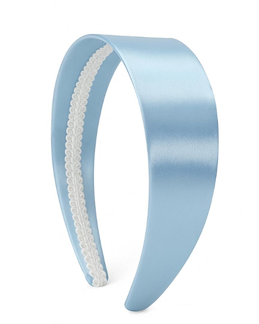 3 x Baby Blue Satin Headband for Costume & Cosplay, 1.5 Inch Wide Non-Slip Solid Hair Band for Women and Girls, Holiday Party & DIY Hair Accessory (Baby blue)