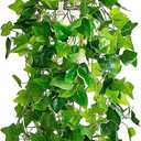 Dahey Fake Hanging Plants Artificial Decor Macrame Hanger with Artificial Vines in Pots Greenery for Wall Ceiling Bedroom Bathroom Indoor Home Decor, 1 Pack