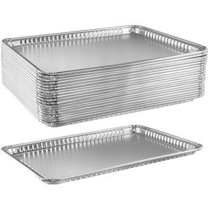 16 x 11 Inch 20 Pack Large Aluminum Pans Cookie Sheets Heavy Duty Non Stick Disposable Baking Trays for Cookies Bacon Brownies Rectangular Foil Pans for Oven Broiler Cooking Grilling Catering