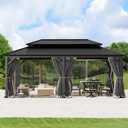 Covered Outdoor Gazebo Mosquito Netting Replacement Universal 6-Panel Sidewalls 12' x 20', Outdoor Gazebo Mosquito Nettings with Double Zipper, Replacement for Patio Canopy, Garden (Mosquito Net Only)