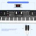 Keyboard Piano 61 Lighted Keys, Electric Keyboard Kit with 100 Voices, 100 Rhythms - Built-In Speaker, Microphone, Sheet Stand and Power Supply, Gift for Children Beginners [Black, Piano Only]