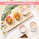 SiliFine 48 Pcs Wedding Favors for Guests Small Ceramic Bowl Bulk Gifts Set 3.3 Inch Floral Design Mini Dipping Sauce Dish with Card Box for Bridal Pooja Baby Shower Birthday (Flower,Pink)