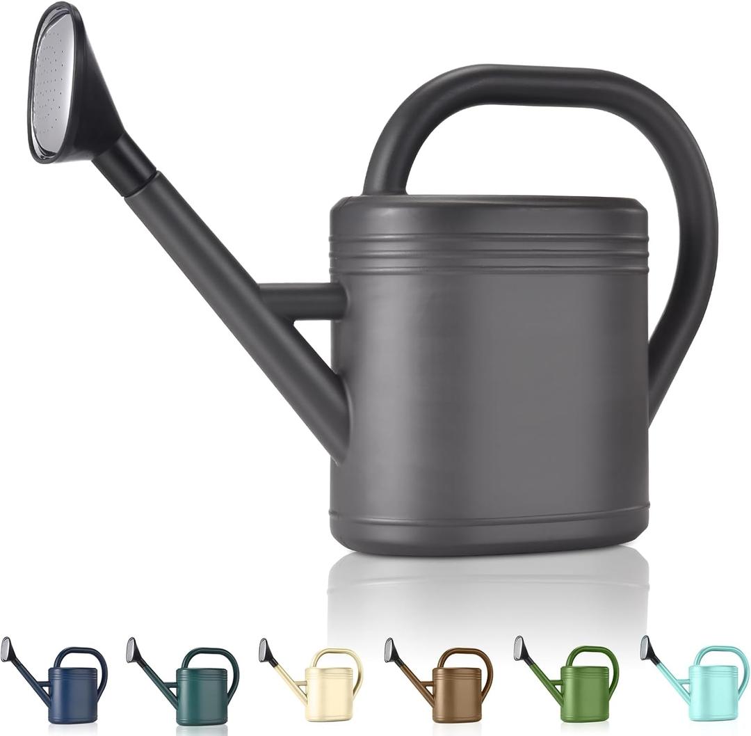 Watering Can 1 Gallon for Garden, Indoor Plants, Outdoor Plant House Flower, Large Long Spout with Sprinkler Head (Grey) (Gray)