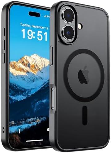 SUPFINE Magnetic for iPhone 17 Case (Compatible with MagSafe)(Military Grade Drop Protection) Translucent Matte Shockproof with Anti-Fingerprint Phone Cover,Black
