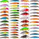 Bass Fishing Lures Kit Set Topwater Hard Baits Minnow Crankbait Pencil VIB Swimbait for Bass Pike Fit Saltwater and Freshwater (008-53pcs)