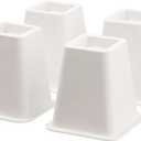 Home IT 5 to 6-inch Super Quality Black Bed Risers - Helps You Storage Under the Bed - 4-Pack (White)