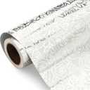 RUSPEPA Wedding Wrapping Paper Roll, Mini Roll, Silver Foil Floral Rose Design Elegant Gift Wrap Paper for Bridal Shower, Engagement, Anniversary, Wedding, Valentines Day, 17 In x 9.8 Ft