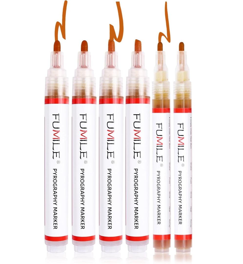 FUMILE  6PCS Scorch Pen Marker for DIY Wood Painting, Suitable for Artists and Beginners in DIY Wood Projects