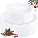 LIYH 50 Pcs White Scalloped Plastic Plates Reusable - Unbreakable Plastic Plates for Weddings Party Outdoor Picnics Dishwasher Safe BPA Free (25Guests)