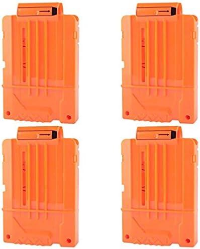 Soft Bullet 4pcs Clips 6 Bullets Dart Gun Clips Magazine Clip for Nerf Toy Dart Gun (Orange)