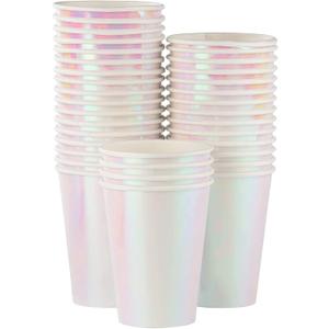 Juvale 36 Pack Iridescent Foil Paper Cups, 12 oz Disposable Party Cup for Picnic Supplies, Party Supplies, Wedding, Baby Shower, Engagement