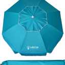 AMMSUN 6.5 Foot Heavy Duty Beach Umbrella for Sand with tilt Air Vent Sun Shelter, UV 50+ Protection Outdoor Sunshade Umbrella with Carry Bag for Patio Garden Beach Pool Backyard Sky Blue