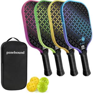 Panel Sound USAPA Approved Pickleball Paddle Lightweight Pickleball Paddles Set of 2,Pickleball Rackets Set, 1 Carrying Case, 2 Cooling Towels & 4 Balls