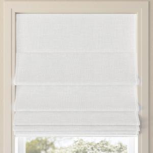 Sun Zero Seraphina Textured Total Blackout Cordless Roman Shade, 33" x 64", White (33"W x 64"H)