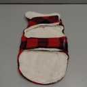 Malier Classic Plaid Fleece Dog Coat - Warm Winter Jacket with Pocket, Windproof - Red, X-Small