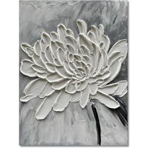 Hand Painted Modern Abstract Oil Painting White Flower Painting 40x28 inch Contemporary Minimalist Art Wall Decoration (Eft127)
