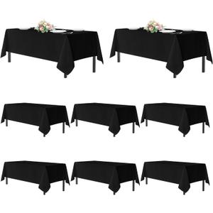 Sancua Black Tablecloths for 6 Foot Rectangle Tables, 8 Pack - Washable Polyester Fabric Table Cloth, Reusable Table Covers for Wedding Party, Birthday, Banquet Reception, 54x108 Inch