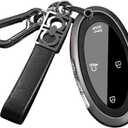 ontto Key Fob Cover Fit for Hyundai Tucson 2026 2025 2024 Metal Frame Key Shell Leather Car Key Case for Ioniq Grandeur GN7 Kona Elantra Azera Sonata Santa fe Santa Cruz Palisade,with Keychain,Black