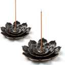 2 Pack Incense Burner, Incense Holder for Sticks, Brass Lotus Incense Stick Holder (Standard)
