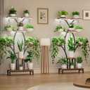 Plant Stand Indoor with Grow Lights - 7 Tiered Metal Corner Shelf for Multiple Plants, 63" Corner Plant Stand for Indoor Plants, X-Shaped Plant Rack for Home, Living Room, Office & Patio Decor
