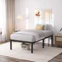 SHLAND Bed Frame Twin, 18 Inch Metal Twin Platform Bed Frame No Box Spring Needed, Mattress Foundation, Storage Space, No Noise, Easy Assembly