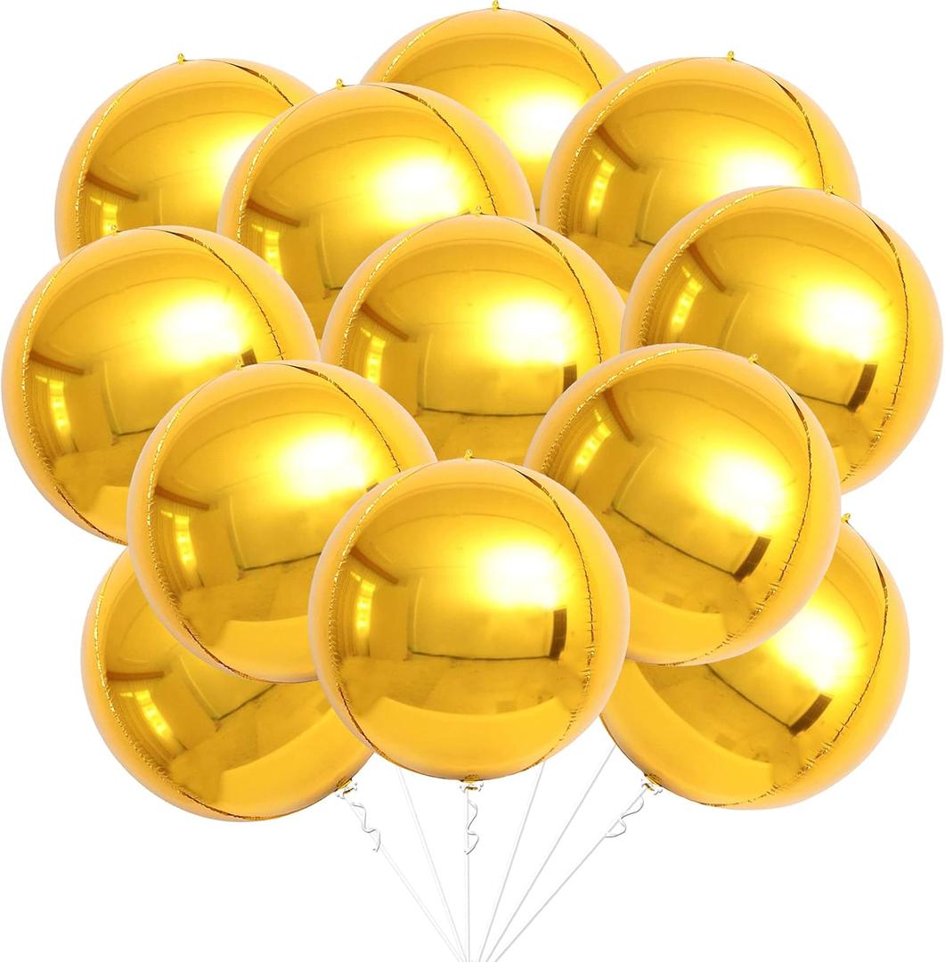 KatchOn, Large Gold Foil Balloons - 22 Inch, Pack of 12 | Gold Balloons | Mylar Balloons for Anniversary, Golden Birthday Party Decorations | Ramadan Decorations, St Patricks Day Decorations, Wedding