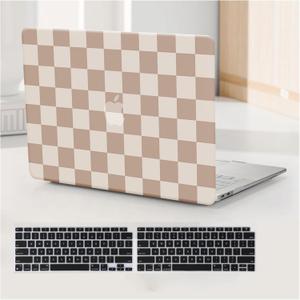 Compatible with MacBook Pro 13 inch Case M2 2024, 2023, 2022-2016 A2338 M1 A2251 A2289 A2159 A1989 A1708 A1706, Checkered Textured Cream Plastic Hard Shell & Keyboard Cover, Checkerd Neutral