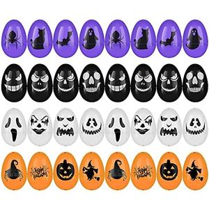 120 Pieces Halloween Skull Eggs Halloween Easter Plastic Eggs Halloween Eggs Plastic Fillable Scavenger Hunt for Trick or Treating Candy Box Mini Halloween Eggs for Halloween Party Supplies