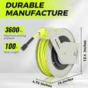 M MINGLE Retractable Pressure Washer Hose Reel, 1/4" 100ft Heavy Duty Professional Hose Reel, Auto Rewind Power Washer Hose Reel, Wall/Floor Mounted, 3600 PSI