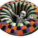 3D Halloween Rug,Novelty Ghost Skeleton Optic Illusion Rug,Gothic Rug Decor, 1'11"