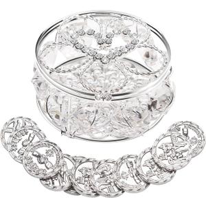 ESNOY Wedding Arras Coins Sets, Arras De Boda Catolica, Arras Para Boda Catolica Silver Gifts Box with 13 Coins Decorative Rhinestone Crystals,Arras De Boda Cristiana