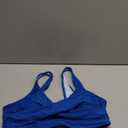 Fanuerg Women's Twist Front Bikini Top V Neck Push Up Padded Swimsuit Top Bathing Suits (Large, 01- Blue)