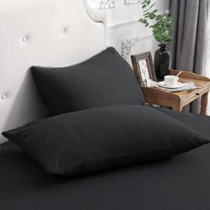 PURE ERA Jersey Knit Pillowcases 100% T-Shirt Cotton Super Soft Comfy Breathable, Set of 2, Standard 20" x 26", Solid Black